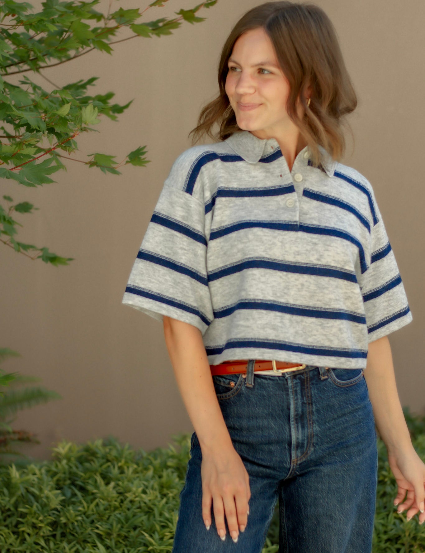 Striped Rugby Polo Sweater