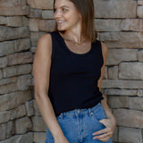Marla Scoop Neck Tank (Black, Vanilla & Green)