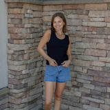 Marla Scoop Neck Tank (Black, Vanilla & Green)
