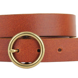 Circle Buckle Leather Belt