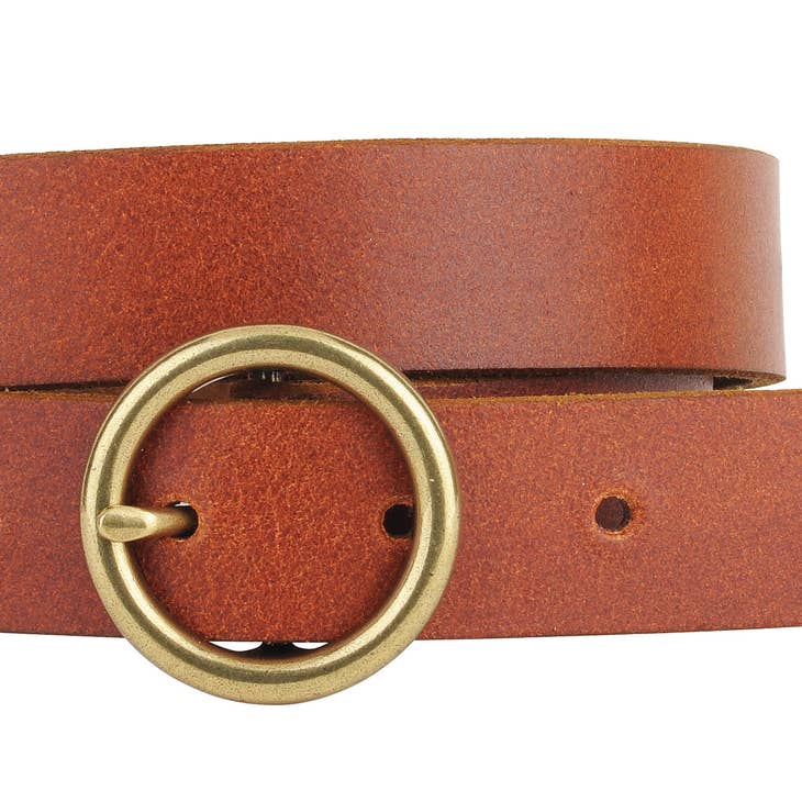 Circle Buckle Leather Belt
