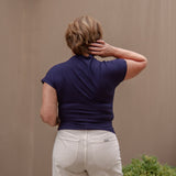 Serene Draped Top in Navy