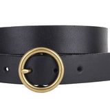 Circle Buckle Leather Belt