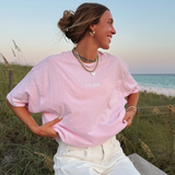 minimalistic Jesus tshirt "I <3 Jesus" in a short sleeve light pink tshirt 