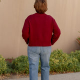 Bella V-Neck Knit Sweater in Burgundy