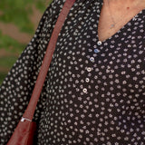 Button Blouse in Black Floral