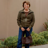 Elan Zip-Up Sweater in Green