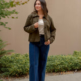 Junie Jacket in Olive Suede