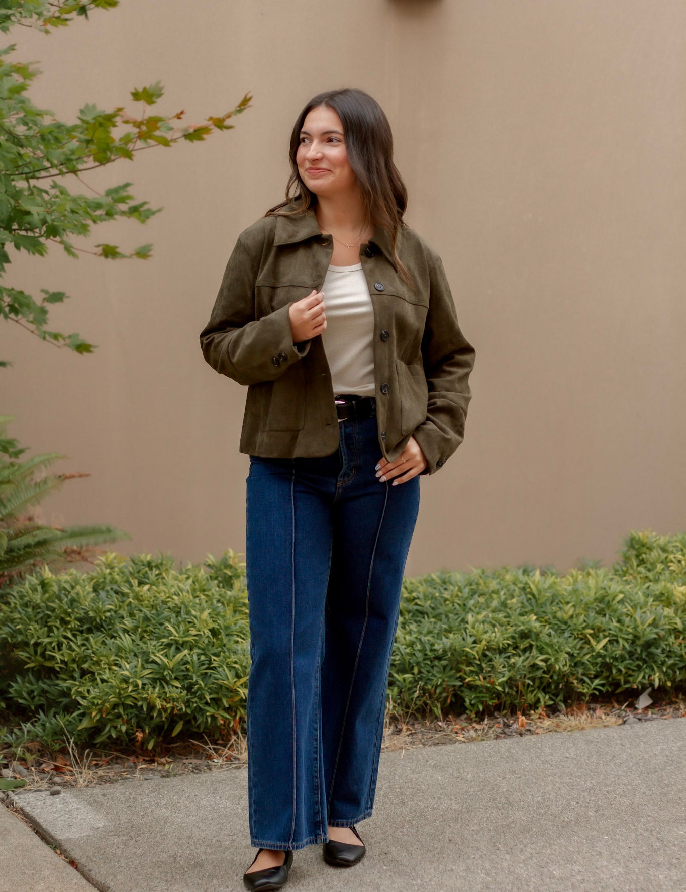 Junie Jacket in Olive Suede