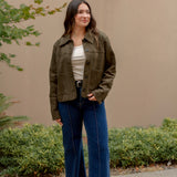 Junie Jacket in Olive Suede
