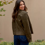 Junie Jacket in Olive Suede