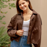 Paulette Suede Jacket in Dark Brown