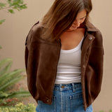 Paulette Suede Jacket in Dark Brown