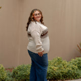 Strata Knit Collard Sweater
