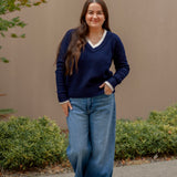 Mireille V-Neck Sweater in Navy