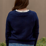 Mireille V-Neck Sweater in Navy