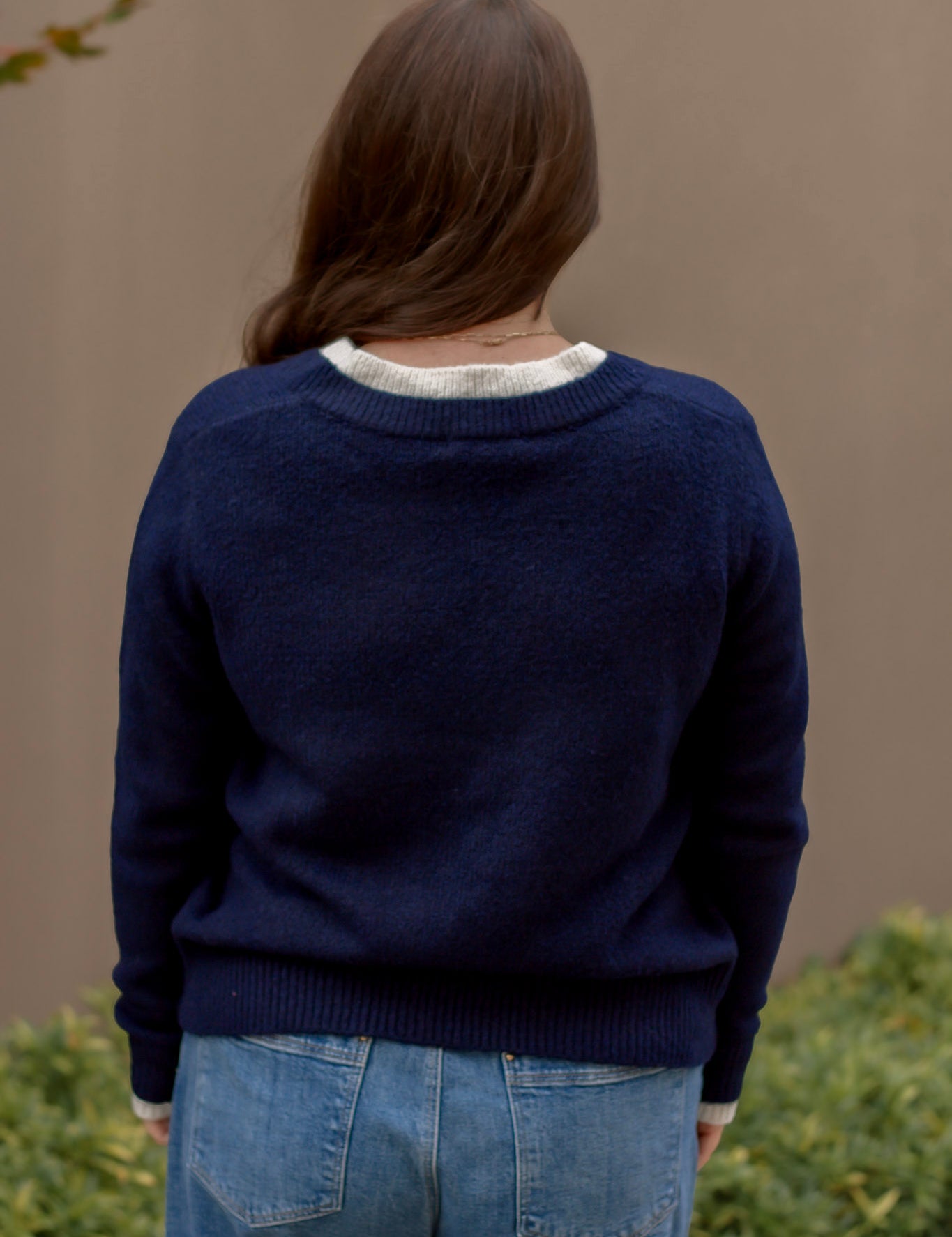 Mireille V-Neck Sweater in Navy