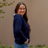 Mireille V-Neck Sweater in Navy