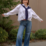 Button Down Shirt with Knit Scarf Set