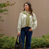 Button Down Shirt with Knit Scarf Set
