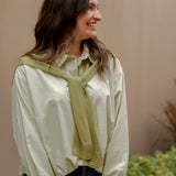 Button Down Shirt with Knit Scarf Set