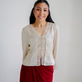 Wander Button Front Lace Blouse