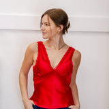 Satin Red V-Neck Tank