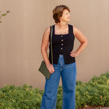Myra Button Front Vest