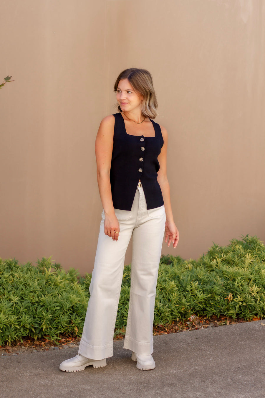 Myra Button Front Vest