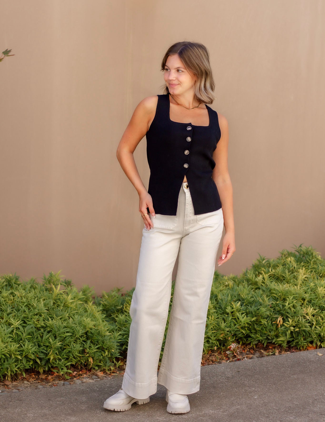 Myra Button Front Vest