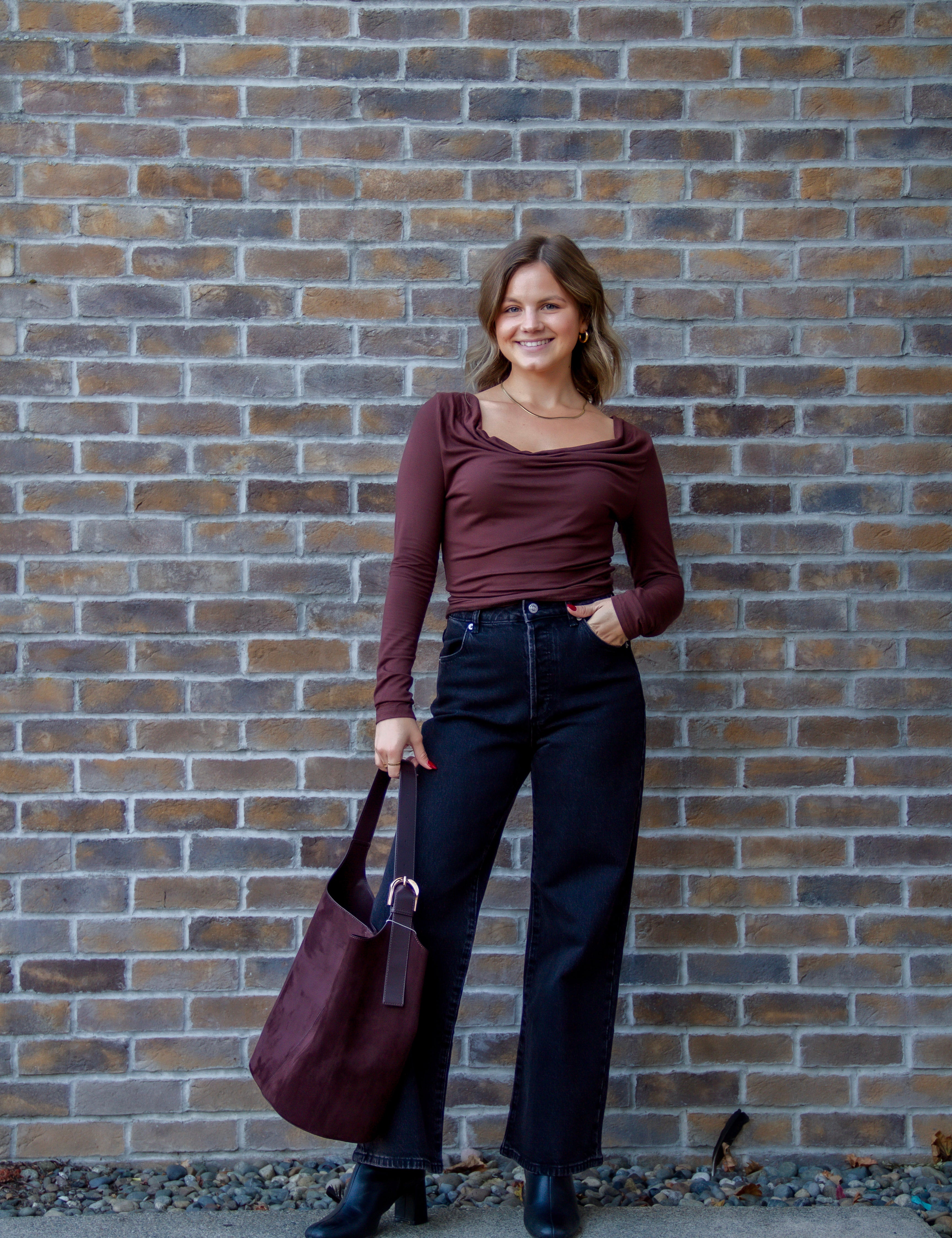 Izzy Espresso Cowl Neck Top