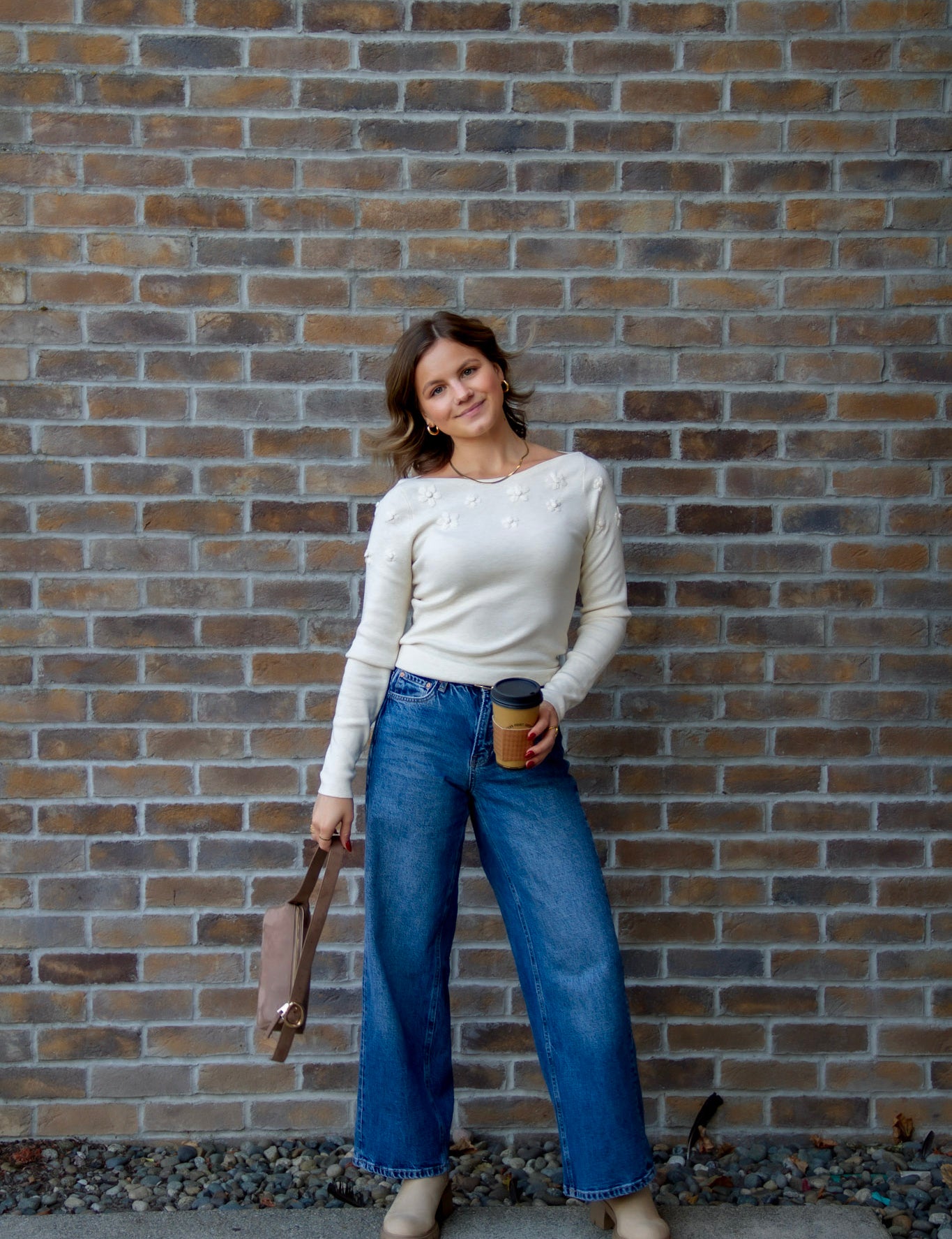 ASTR Bluma Embroidered Boatneck Sweater