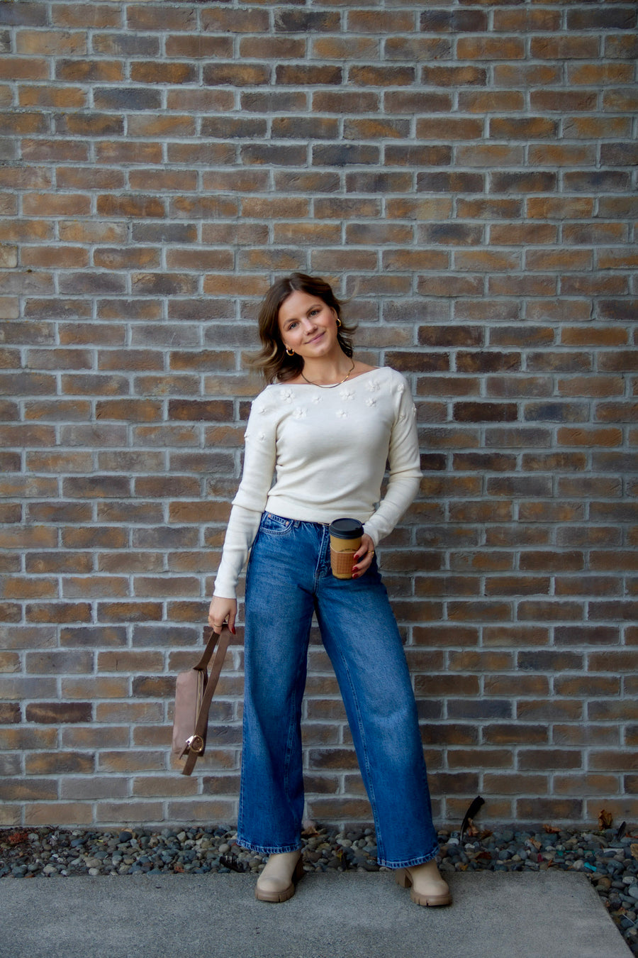 ASTR Bluma Embroidered Boatneck Sweater