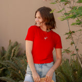 Crew Neck USA Martini Embroidered Ribbed Baby Tee