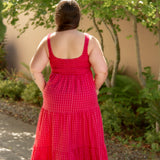 Juni Smocked Bodice Gingham Maxi Dress