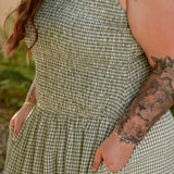 Mimi Green Gingham Sleeveless Maxi Dress