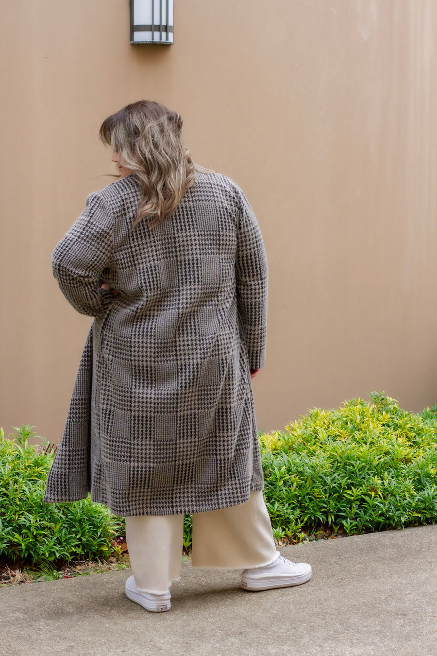 Soft Knit Houndstooth Coat