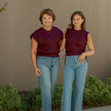 Luna Top (Navy & Wine)