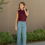 Luna Top (Navy & Wine)