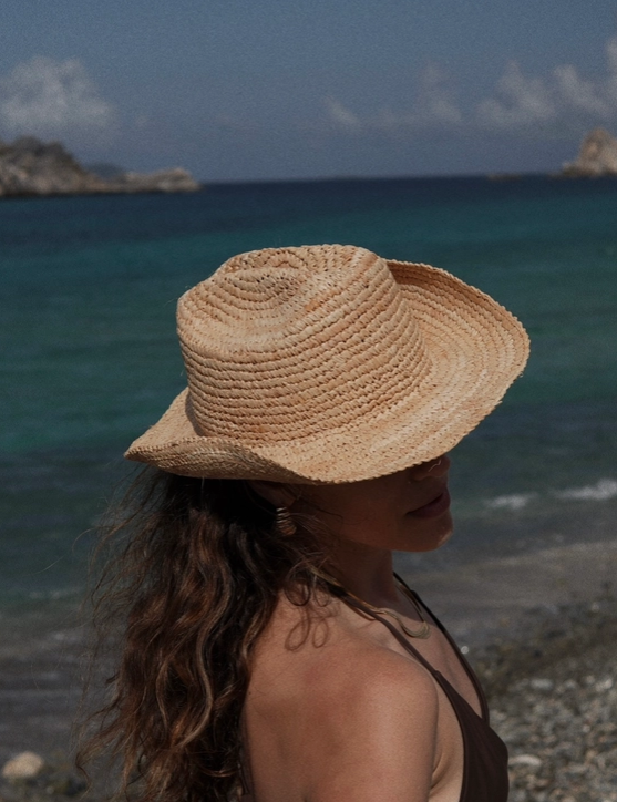 straw cowboy hat in light straw color