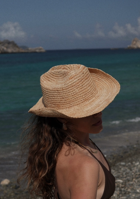 straw cowboy hat in light straw color
