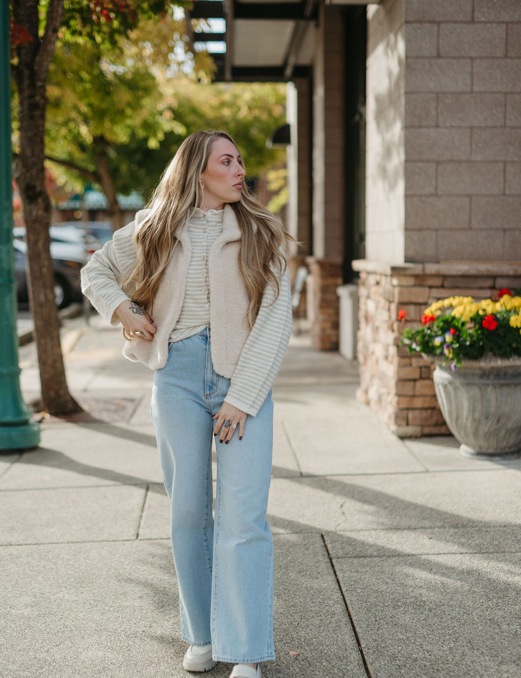 Maiven Cardigan - Mini Stripe in Cream