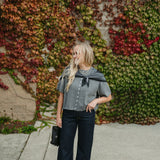 Ruby Short Sleeve Cardigan (Red & Charcoal)