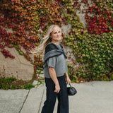 Ruby Short Sleeve Cardigan (Red & Charcoal)