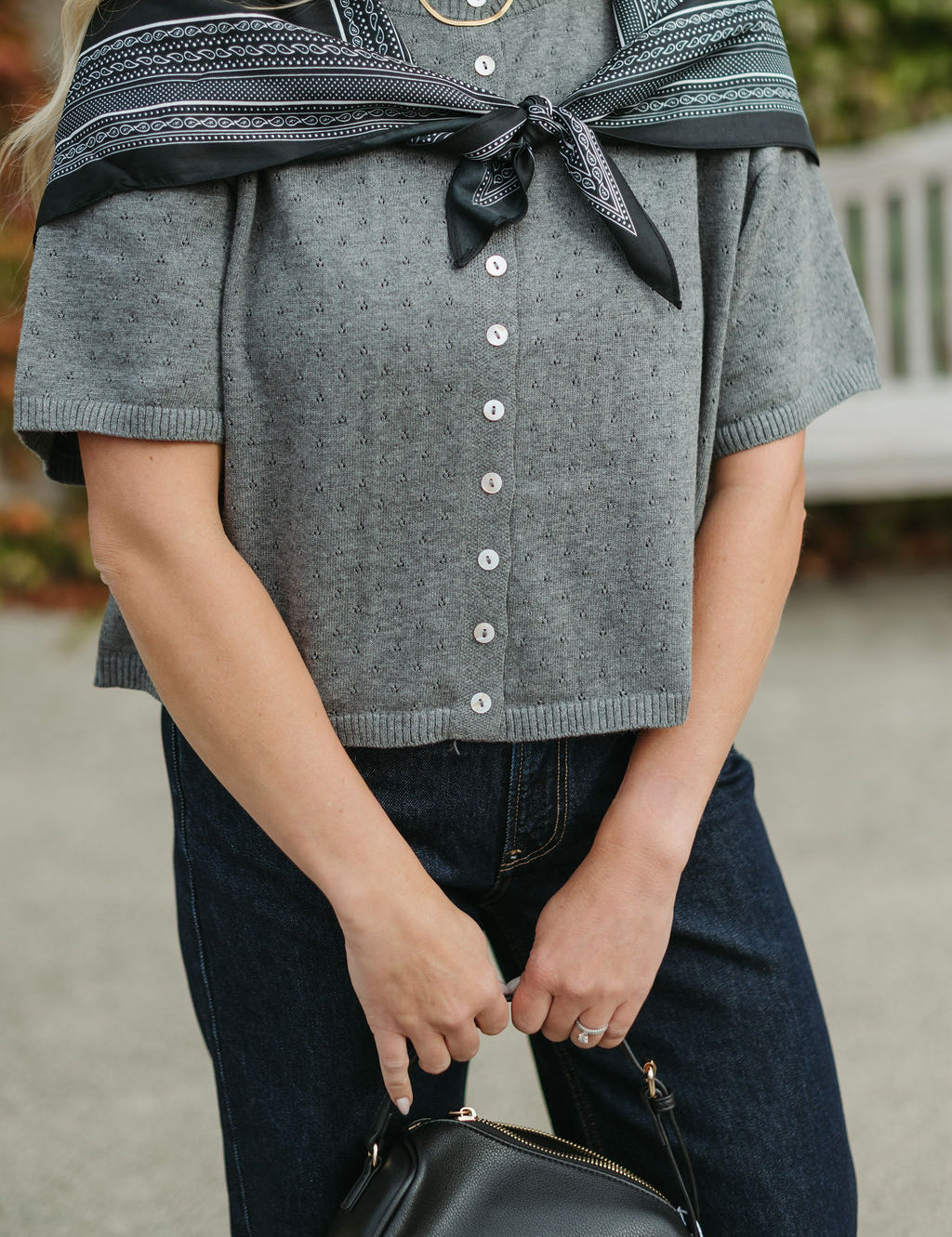 Ruby Short Sleeve Cardigan (Red & Charcoal)