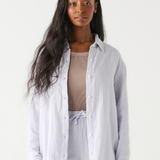 Blue Textured Button Up Blouse