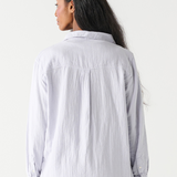 Blue Textured Button Up Blouse