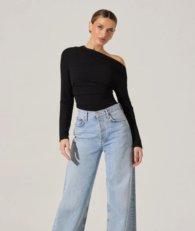 ASTR Off the Shoulder Textured Top