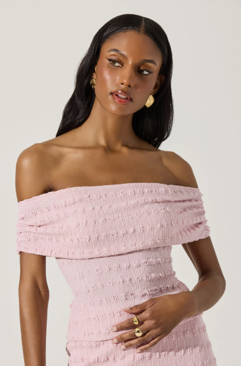 Jackie Textured Knit Off The Shoulder Top