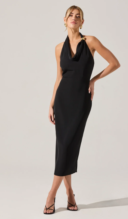 ASTR Alanna Halter Cowl Neck Dress